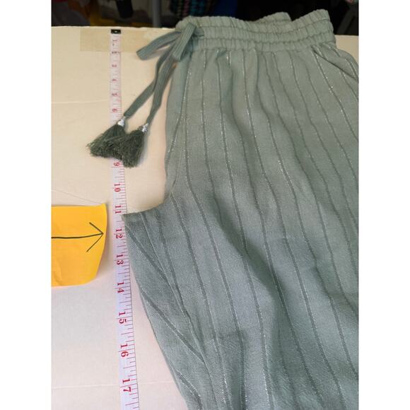 Soft Surroundings Linen Pants PM Coastal Grandma Resort Metallic Thread - Picture 8 of 11